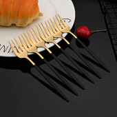 6 buc furculițe pentru ceai din oțel inoxidabil oglindă negru auriu furculiță prăjitură gustare salată cafea fructe furculiță oglindă tacâmuri set de masă de bucătărie