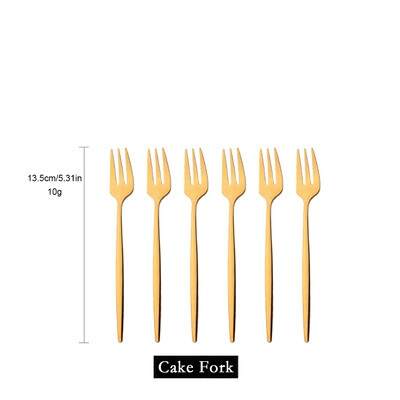 6 buc furculițe pentru ceai din oțel inoxidabil oglindă negru auriu furculiță prăjitură gustare salată cafea fructe furculiță oglindă tacâmuri set de masă de bucătărie