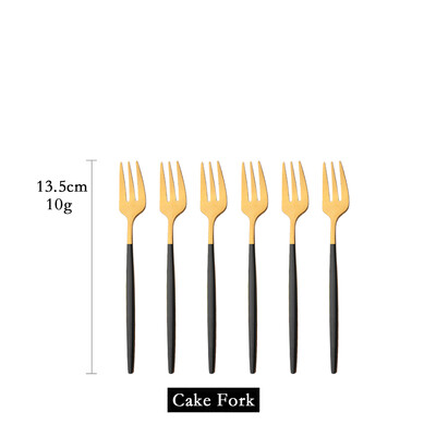 6 buc furculițe pentru ceai din oțel inoxidabil oglindă negru auriu furculiță prăjitură gustare salată cafea fructe furculiță oglindă tacâmuri set de masă de bucătărie