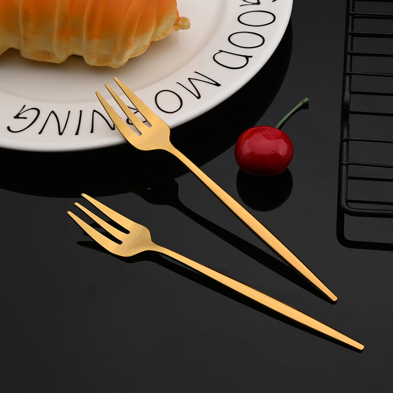6 buc furculițe pentru ceai din oțel inoxidabil oglindă negru auriu furculiță prăjitură gustare salată cafea fructe furculiță oglindă tacâmuri set de masă de bucătărie