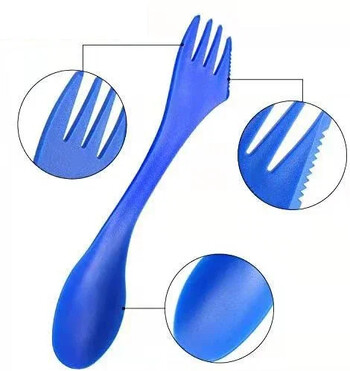 6 τμχ/Σετ 3 σε 1 Παιδικό σκεύος Πλαστικό Spork Combo Ταξιδιωτικό Gadget Μαχαιροπήρουνα Επιτραπέζια σκεύη Κουτάλι Πιρούνι Κότερ Κάμπινγκ Πεζοπορία πικ-νικ