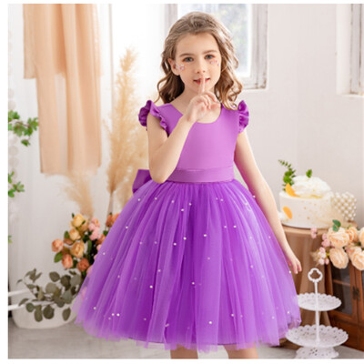 Λευκό τούλι Φόρεμα κοριτσιού λουλούδι Κοστούμια μπάλα Κοστούμι οικοδεσπότη Iittle Princess Birthday Wedding First Communion Gown