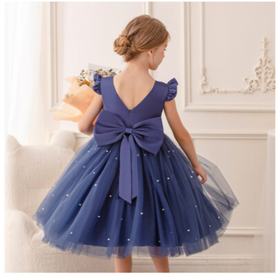 Λευκό τούλι Φόρεμα κοριτσιού λουλούδι Κοστούμια μπάλα Κοστούμι οικοδεσπότη Iittle Princess Birthday Wedding First Communion Gown