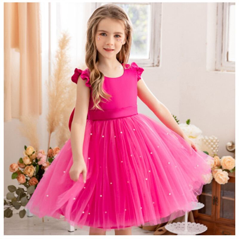 Λευκό τούλι Φόρεμα κοριτσιού λουλούδι Κοστούμια μπάλα Κοστούμι οικοδεσπότη Iittle Princess Birthday Wedding First Communion Gown