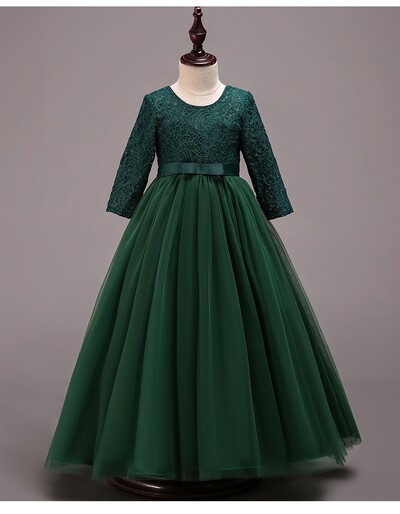 Hosszú ujjú virág menyasszonyi ruha gyermekbuli iskolai viselet hercegnő csipke ruha gyerekruhák babapartihoz HO3126