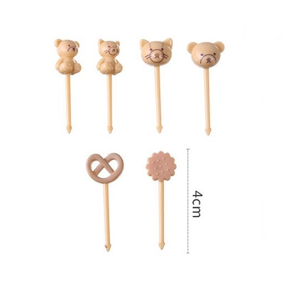 6/8 τμχ Πιρούνι φρούτων σε σχήμα αρκουδιού σε σχήμα αρκούδας για μεσημεριανά γεύματα μικρών παιδιών Διακοσμητικές επιλογές φαγητού Επαναχρησιμοποιήσιμο κουτί μεσημεριανού γεύματος Διακόσμηση σετ οδοντογλυφίδων