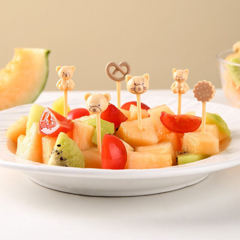 6/8 τμχ Πιρούνι φρούτων σε σχήμα αρκουδιού σε σχήμα αρκούδας για μεσημεριανά γεύματα μικρών παιδιών Διακοσμητικές επιλογές φαγητού Επαναχρησιμοποιήσιμο κουτί μεσημεριανού γεύματος Διακόσμηση σετ οδοντογλυφίδων