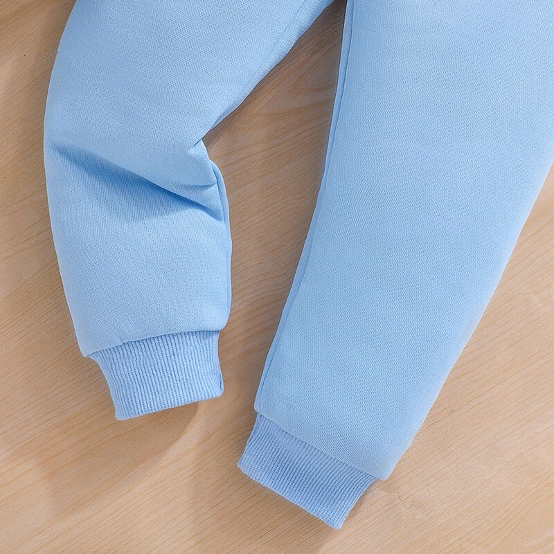 Copii băieți 9 luni-6 ani mânecă lungă drăguț King Letter Tricouri topuri și pantaloni lungi ținută albastră Set de îmbrăcăminte pentru copii mici