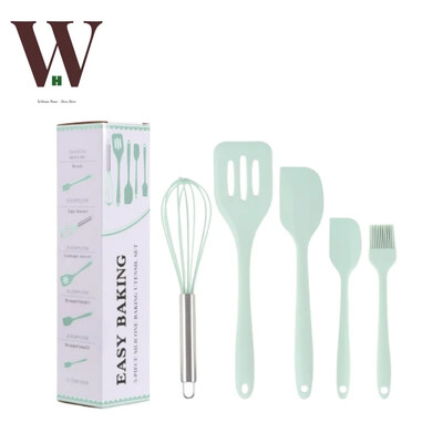 Σετ κουζίνας 5 τεμαχίων σιλικόνης αντικολλητικά μαγειρικά σκεύη ξύλινη λαβή σπάτουλα αυγοκόπτης αξεσουάρ μαγειρικών σκευών