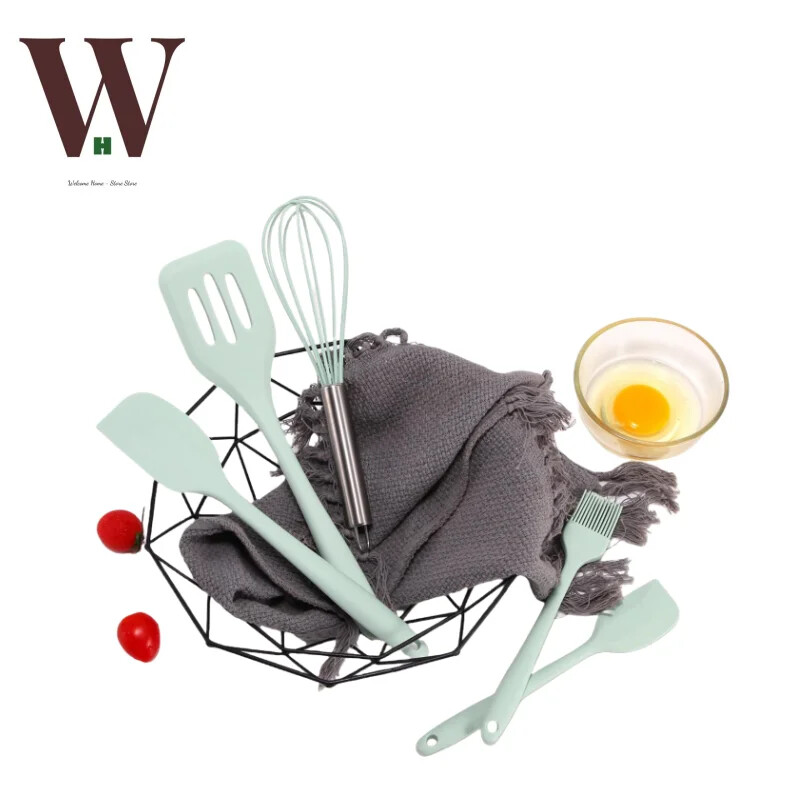 Σετ κουζίνας 5 τεμαχίων σιλικόνης αντικολλητικά μαγειρικά σκεύη ξύλινη λαβή σπάτουλα αυγοκόπτης αξεσουάρ μαγειρικών σκευών