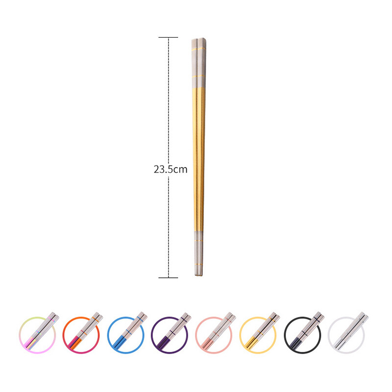 5 Ζεύγη πολυτελείας κινέζικα ξυλάκια από ανοξείδωτο χάλυβα επαναχρησιμοποιήσιμα μπαστούνια σούσι χρυσά ξυλάκια τιτανίου με μεταλλικά μπαστούνια τροφίμων σε κουτί δώρου