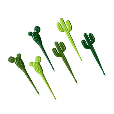 Pachet de 6 furculițe cu fructe pentru petrecere, desert, cactus, aperitive, mâncare portabilă, bastoane pentru copii, cafenea, scobitori decorative reutilizabile