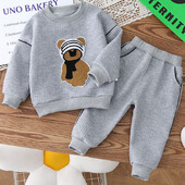 Φθινοπωρινό χειμωνιάτικο Παιδικό καρτούν αρκουδάκι μακρυμάνικο 2 τεμ.