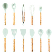 Σερβίρισμα με πινέλο μακαρονάδας Tong Spaghetti Server Turner Spatula Scoop Ladle Soup σερβιρίσματος Κουτάλι Μπαμπού με ρίζα σιλικόνης Κουζινικά σκεύη