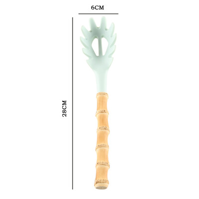Σερβίρισμα με πινέλο μακαρονάδας Tong Spaghetti Server Turner Spatula Scoop Ladle Soup σερβιρίσματος Κουτάλι Μπαμπού με ρίζα σιλικόνης Κουζινικά σκεύη