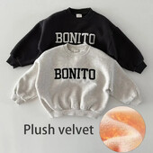 Baby Winter Νέο βελούδινο φούτερ για αγόρια κορίτσια Κομψό πουλόβερ εκτύπωσης με γράμματα Baby Casual Velvet Fur Thicken Ζεστά μπλουζάκια