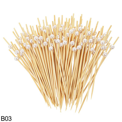 100 buc Marge auriu argintiu Salata de fructe din bambus Bastoane de gustare Decor Cocktail Bufet Scobitori Frigarui Nunta Accesorii pentru petrecerea de nastere