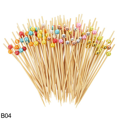 100 buc Marge auriu argintiu Salata de fructe din bambus Bastoane de gustare Decor Cocktail Bufet Scobitori Frigarui Nunta Accesorii pentru petrecerea de nastere