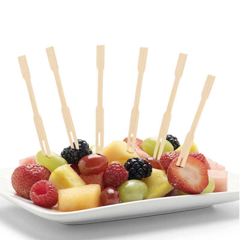 100 DB eldobható bambuszrudak fából készült gyümölcsvilla desszert koktél válogatás esküvői svédasztalos fogpiszkáló születésnapi dekorációs kellékek