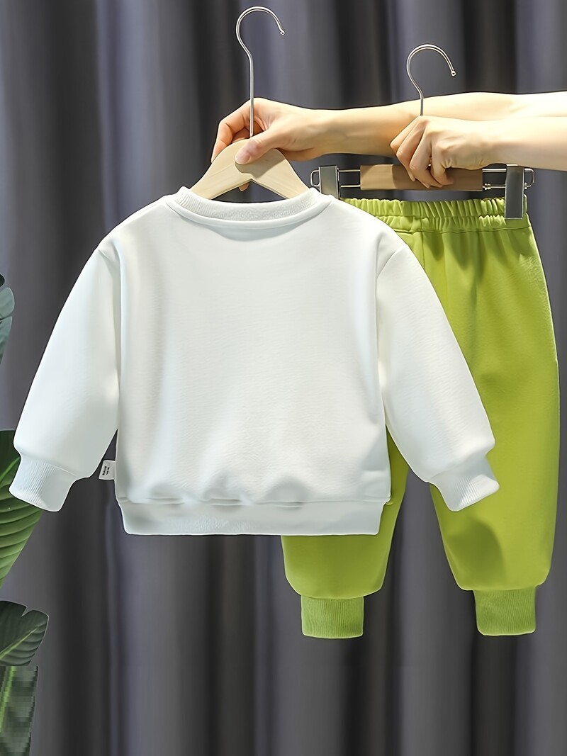 Set de haine de toamnă pentru bebeluș, fetiță, băiat, pentru copii, din desene animate, pulover cu dinozaur, pulover, top și pantalon, costum 2 piese, ținută cu scrisoare, trening