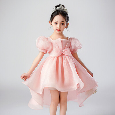 Καλοκαιρινά παιδικά φορέματα για κορίτσια Διχτυωτό κοντομάνικο φόρεμα για κορίτσια για πάρτι Μόδα Μονόχρωμο κορίτσι βραδινό φόρεμα 3-12 ετών