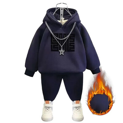 Παιδικά Winter Plus Velvet Ζεστά Μπλουζάκια + Παντελόνι 2τμχ Σετ Αγόρια Κορίτσια Βαμβακερά Φούτερ Αθλητικά Casual Ρούχα 3-12Y