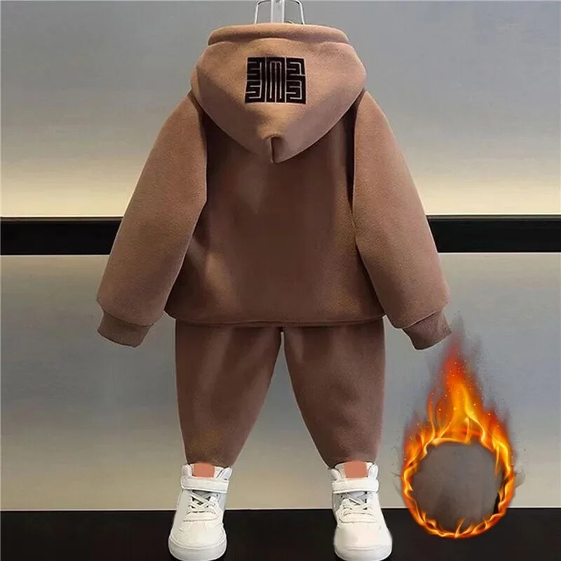 Παιδικά Winter Plus Velvet Ζεστά Μπλουζάκια + Παντελόνι 2τμχ Σετ Αγόρια Κορίτσια Βαμβακερά Φούτερ Αθλητικά Casual Ρούχα 3-12Y