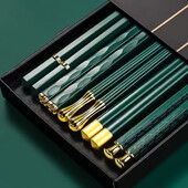 Bețișoare din aliaj 5 perechi Bețișoare reutilizabile rezistente la temperaturi înalte Set de bețișoare rezistente anti-alunecare pentru restaurant acasă