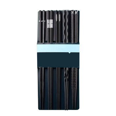 Bețișoare din aliaj 5 perechi Bețișoare reutilizabile rezistente la temperaturi înalte Set de bețișoare rezistente anti-alunecare pentru restaurant acasă