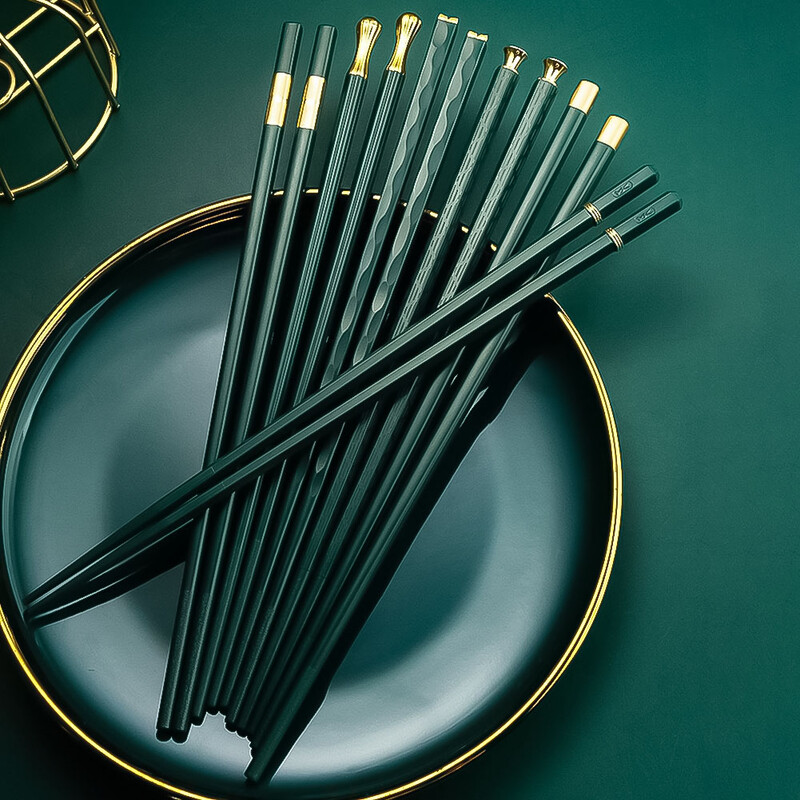 Bețișoare din aliaj 5 perechi Bețișoare reutilizabile rezistente la temperaturi înalte Set de bețișoare rezistente anti-alunecare pentru restaurant acasă