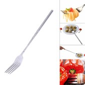 Sidabrinė nerūdijančio plieno teleskopinė pailginama šakutė Vakarienė Vaisių desertas Ilgi stalo įrankiai Šakės BBQ Mėsos šakutės Virtuvės priedai Įrankiai