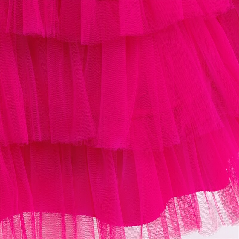 Νεαρά κορίτσια Φόρεμα πάρτι με λουλούδια δαντέλα Παιδικά φορέματα κεντήματα με μεγάλο φιόγκο Κοριτσάκι Καλοκαιρινή μόδα βραδινό φόρεμα χορού παιδικά ζεστό ροζ