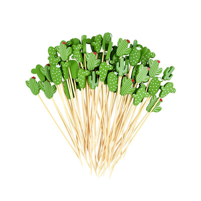 100 vnt kaktuso flamingo bambuko skewer Bar Desertinės salotos lazdelės bufetas Cupcake vaisių šakutės kokteilių dantų krapštukas vestuvių dekoravimui