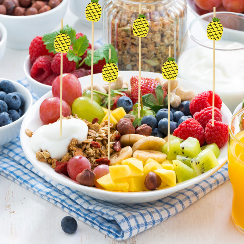 100 vnt kaktuso flamingo bambuko skewer Bar Desertinės salotos lazdelės bufetas Cupcake vaisių šakutės kokteilių dantų krapštukas vestuvių dekoravimui