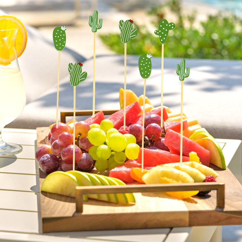 100 vnt kaktuso flamingo bambuko skewer Bar Desertinės salotos lazdelės bufetas Cupcake vaisių šakutės kokteilių dantų krapštukas vestuvių dekoravimui