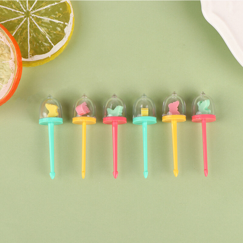 5/9 vnt. miela animacinių filmų vaisių šakutė vaikams užkandžių desertų maisto rinkiniai Vaisių lazdelės pietų dėžutės Bento dekoravimo šakutė