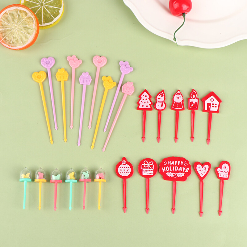 5/9 vnt. miela animacinių filmų vaisių šakutė vaikams užkandžių desertų maisto rinkiniai Vaisių lazdelės pietų dėžutės Bento dekoravimo šakutė