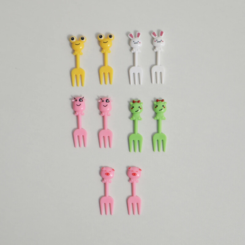 10 vnt. Daugkartinio naudojimo miela gyvūnų vaisių šakutė - puikiai tinka užkandžiams, pyragams ir vaisiams - puikiai tinka naudoti lauke ir namuose