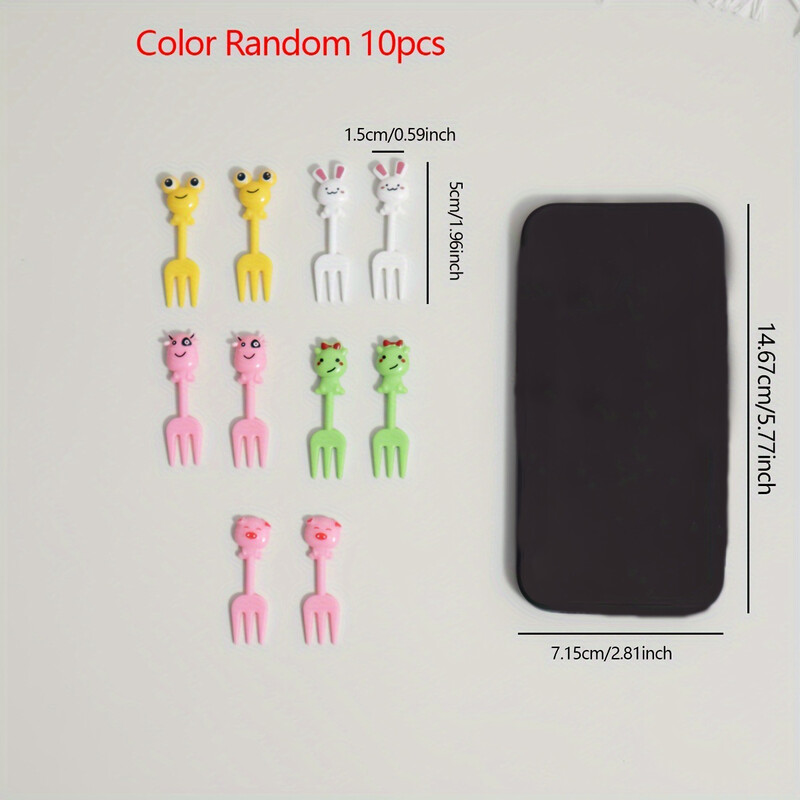 10 vnt. Daugkartinio naudojimo miela gyvūnų vaisių šakutė - puikiai tinka užkandžiams, pyragams ir vaisiams - puikiai tinka naudoti lauke ir namuose