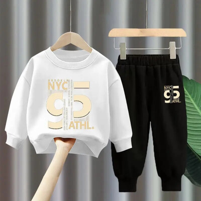 Rudens kūdikių mergaičių berniuko rūbų rinkinys vaikiškas sportinis laiškų spausdinimas megztinis Viršus ir kelnaičių apatinė dalis dviejų dalių kostiumas medvilninis sportinis kostiumas