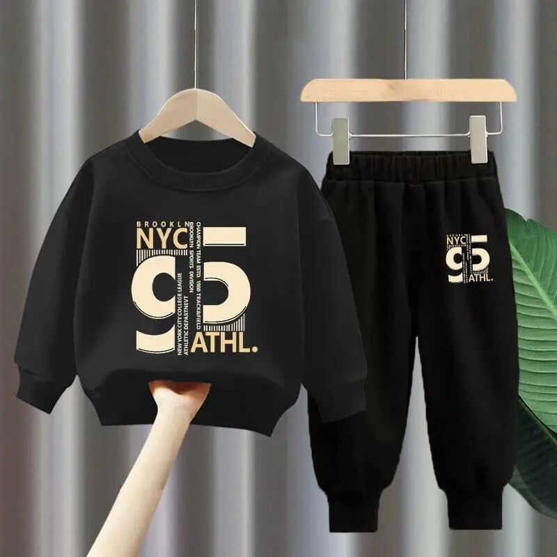 Rudens kūdikių mergaičių berniuko rūbų rinkinys vaikiškas sportinis laiškų spausdinimas megztinis Viršus ir kelnaičių apatinė dalis dviejų dalių kostiumas medvilninis sportinis kostiumas