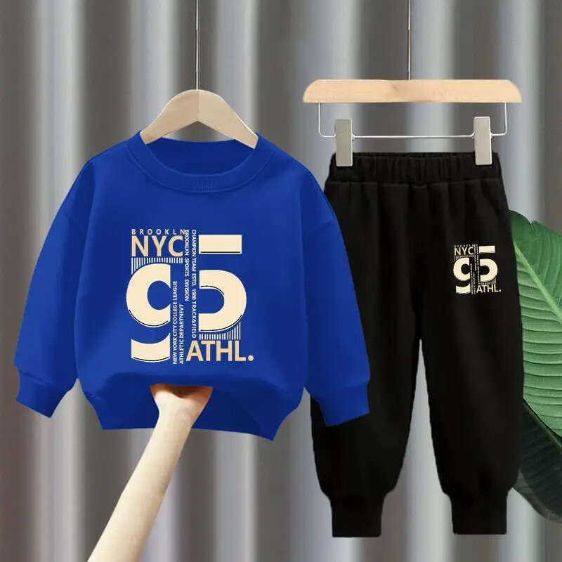 Rudens kūdikių mergaičių berniuko rūbų rinkinys vaikiškas sportinis laiškų spausdinimas megztinis Viršus ir kelnaičių apatinė dalis dviejų dalių kostiumas medvilninis sportinis kostiumas