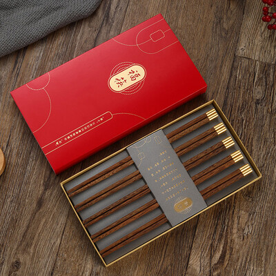 Set de 5 perechi de betisoare din lemn reutilizabile cu carcasa, set de betisoare in stil chinezesc