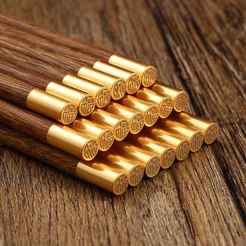 Set de 5 perechi de betisoare din lemn reutilizabile cu carcasa, set de betisoare in stil chinezesc