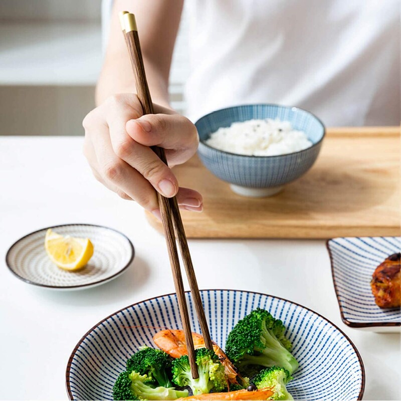 Set de 5 perechi de betisoare din lemn reutilizabile cu carcasa, set de betisoare in stil chinezesc