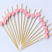 100x Love Heart Bamboo Pick savitarnos maistas Cupcake vaisių kokteilis šakutė Desertas Salotų lazdelė piknikui vestuvių vakarėliui namų reikmenys