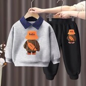 Jesenski dječji komplet odjeće, dječja majica s reverom, gornji dio i donji dio majice s otiscima medvjeda, dvodijelni odijelo, trenirka za bebe