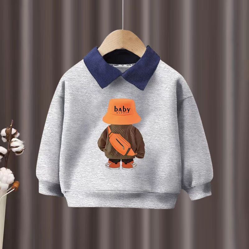 Jesenski dječji komplet odjeće, dječja majica s reverom, gornji dio i donji dio majice s otiscima medvjeda, dvodijelni odijelo, trenirka za bebe