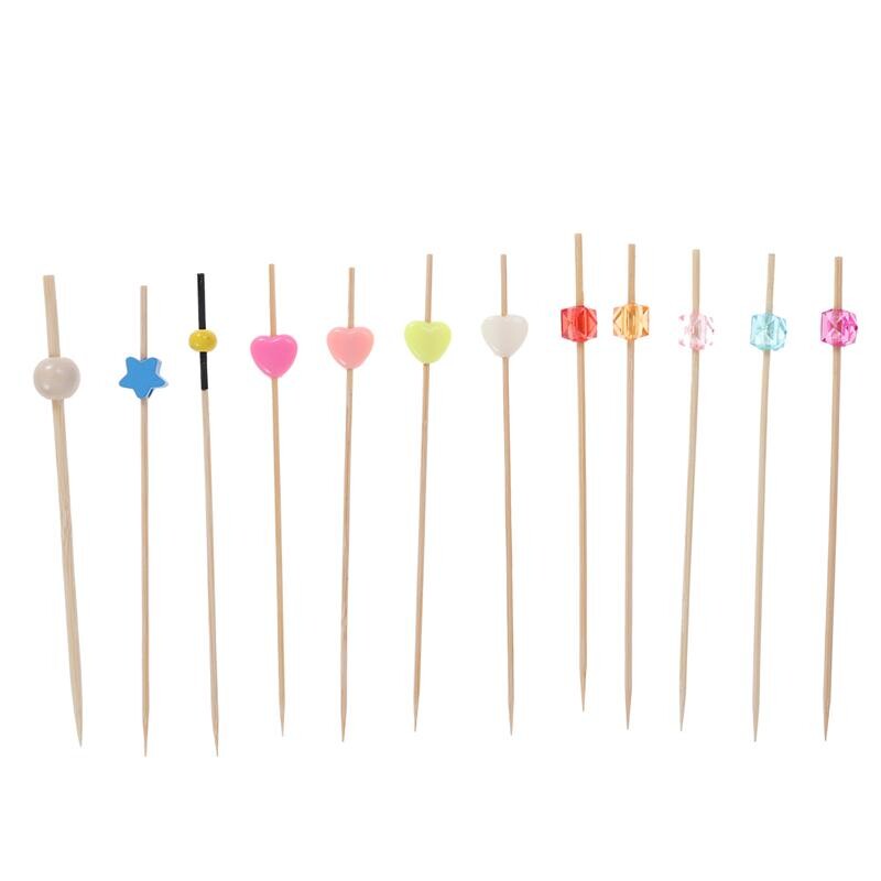 100 vnt Maisto rinktukai Kokteilių vaisių užkandžių Gėrimų krapštukai Vienkartiniai mediniai dantų krapštukai vakarėlio reikmenys (įvairių raštų)