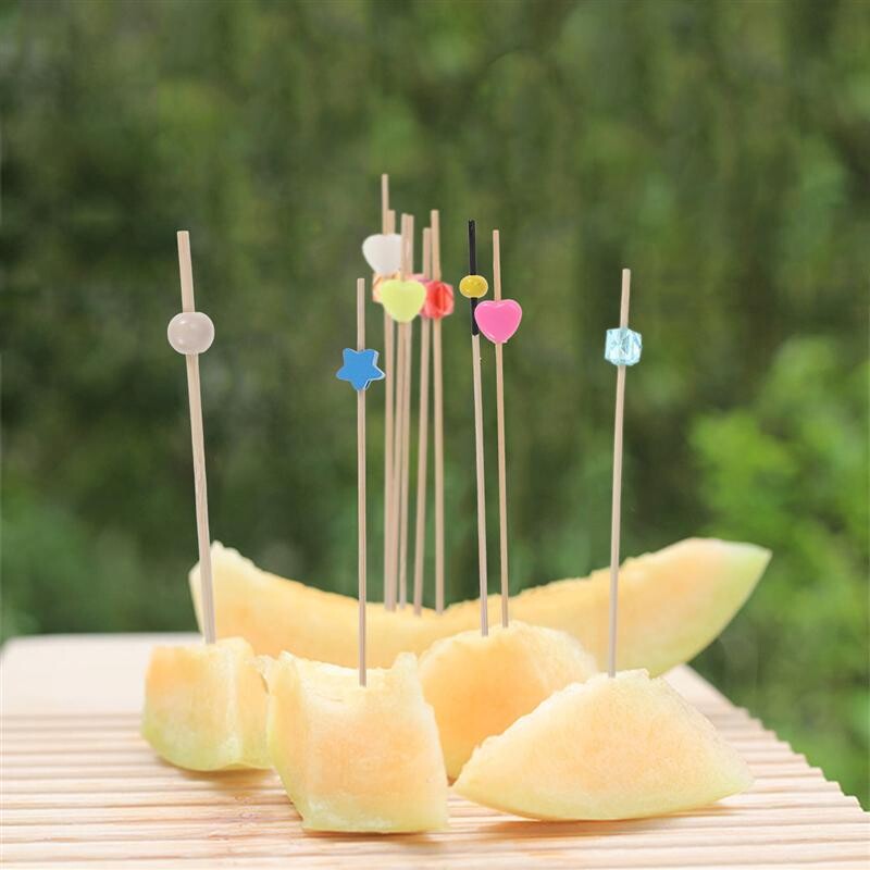 100 vnt Maisto rinktukai Kokteilių vaisių užkandžių Gėrimų krapštukai Vienkartiniai mediniai dantų krapštukai vakarėlio reikmenys (įvairių raštų)